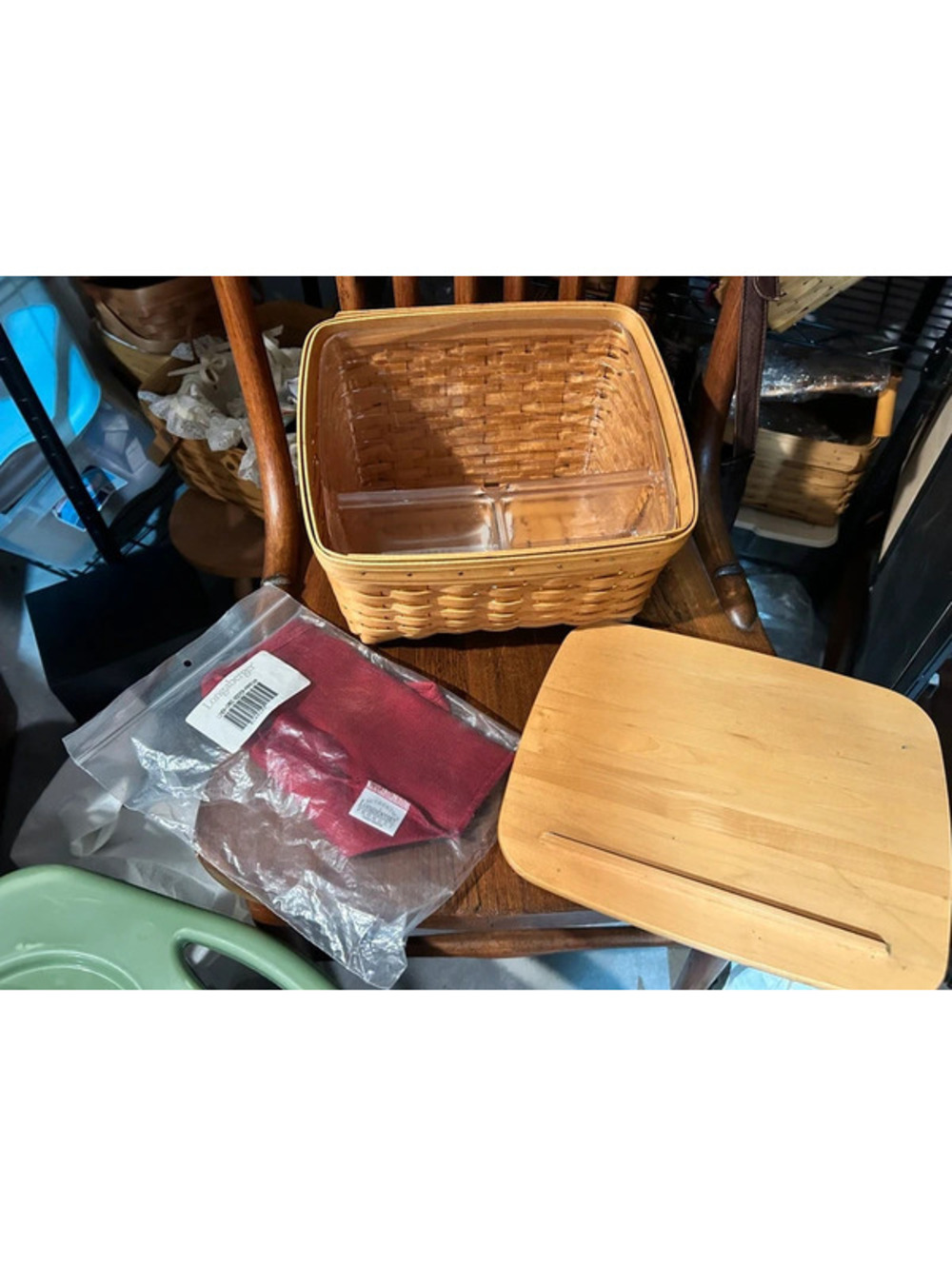 Longaberger card keeper basket protector, lid, and paprika liner
